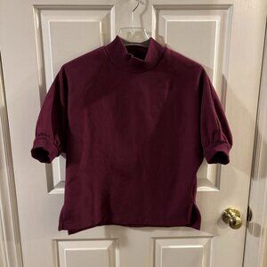 Banana Republic Women's Maroon Short Sleeve Mock Neck Sweatshirt ~ XS ~ NWT